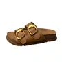 Birken Beira Rio Feminina Camel Fivela Dourada