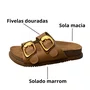 Birken Beira Rio Feminina Camel Fivela Dourada