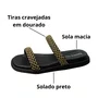 Birken Beira Rio Feminina Preto Dourado 