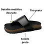 Birken Beira Rio Feminina Preto Ferragem Dourada 