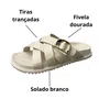 Birken Molekinha Feminina Infantil Branco Off Fivela Dourada