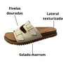 Birken Molekinha Feminina Infantil Branco Off Fivelas Douradas