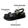 Birken Santinelli Feminina Preto Fivela Dourada
