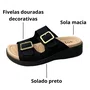Birken Softli Feminina Preto Fivelas Douradas 