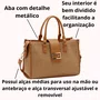 Bolsa Chenson Feminina Bege Ferragens Douradas 