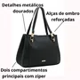 Bolsa Chenson Feminina Preta Ferragens Douradas