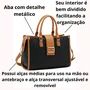 Bolsa Chenson Feminina Preta Ferragens Douradas