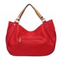 Bolsa hobo grande bicolor com zíperes Vermelho