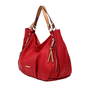 Bolsa hobo grande bicolor com zíperes Vermelho