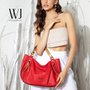 Bolsa hobo grande bicolor com zíperes Vermelho
