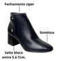Bota Beira Rio Feminina Preto Fecho Zíper