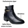Bota Beira Rio Feminina Preto Fecho Zíper
