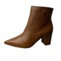 Bota Via Marte Caramelo Salto Bloco Alto Couro