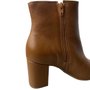 Bota Via Marte Caramelo Salto Bloco Alto Couro