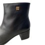 Bota Via Marte Preta Salto Bloco Couro 
