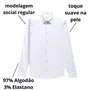 Camisa Básica Masculina Tricoline Manga Longa Branco