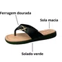 Chinelo Comfortflex Feminino Preto Ferragem Dourada 