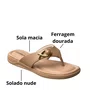 Chinelo Comfotflex Feminino Caqui Ferragem Dourada 