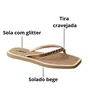 Chinelo L´amour Feminino Bege Glitter
