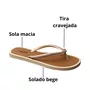 Chinelo L´amour Feminino Bege Tira Cravejada 