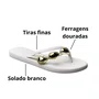Chinelo Santinelli Feminina Branco Ferragens Douradas 