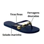 Chinelo Santinelli Feminina Marinho Ferragens Douradas