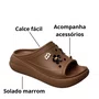Crocs Aberto Yvate Feminino Marrom Acompanha Acessórios