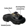 Crocs Aberto Yvate Feminino Preto Acompanha Acessórios