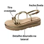 Flat Bebecê Feminina Dourado Tira Cravejada 