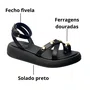 Flat Sua Cia Feminino Preto Ferragens Douradas