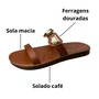 Flat Via Scarpa Feminino Tiramissu Ferragens Douradas 
