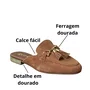 Mule Santinelli Feminino Caramelo Ferragem Dourada 