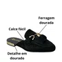 Mule Santinelli Feminino Preto Ferragem Dourada 
