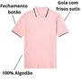 Polo Básica Masculina Gola Frisos Rosa