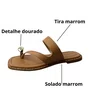 Rasteirinha Beira Rio Feminina Camel Ferragem Dourada 