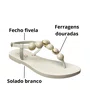 Rasteirinha Helena Be Feminina Off White Fecho Fivela 