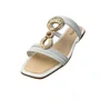 Rasteirinha Mississipi Feminina White Ferragem Dourada 