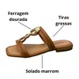 Rasteirinha Mississipi Feminino Camel Ferragem Dourada 