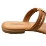 Rasteirinha Mississipi Feminino Camel Ferragem Dourada 