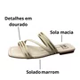 Rasteirinha Moleca Feminina Branca Off Dourado 