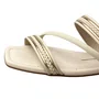 Rasteirinha Moleca Feminina Branca Off Dourado 