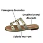 Rasteirinha Moleca Feminina Branco Off Dourado 