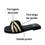 Rasteirinha Moleca Feminina Preta Ferragem Dourada 