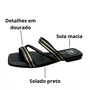 Rasteirinha Moleca Feminina Preto Dourado 