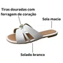 Rasteirinha Molekinha Infantil Feminina Branca Ferragem Dourada
