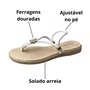 Rasteirinha Piccadilly Feminina Branco Neve Ferragens Douradas 