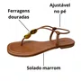 Rasteirinha Santa Lolla Feminina Caramelo Ferragens Douradas 