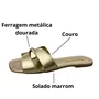 Rasteirinha Santinelli Feminina Ouro Light Couro 