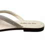 Rasteirinha Via Scarpa Feminina Off White Tira Cravejada 