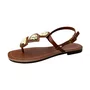 Rasteirinha Via Scarpa Feminina Tiramissu Ferragens Douradas